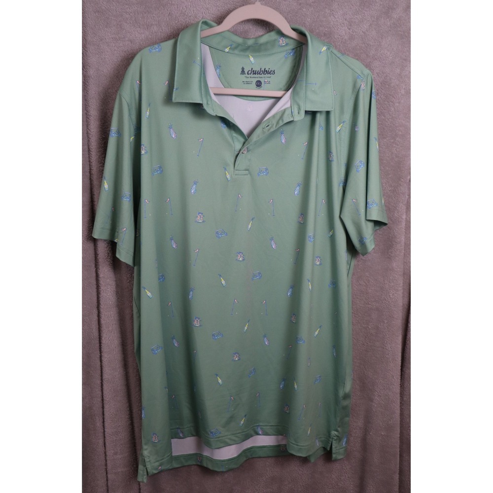 Chubbies XXL Golf Polo Shirt Golf Carts Golf Clubs All Over Print Mens